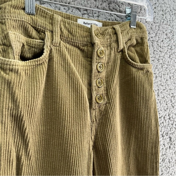 Reformation Cynthia Tan Corduroy Pants Women Sz 25 High Waisted Straight Leg - Picture 2 of 9